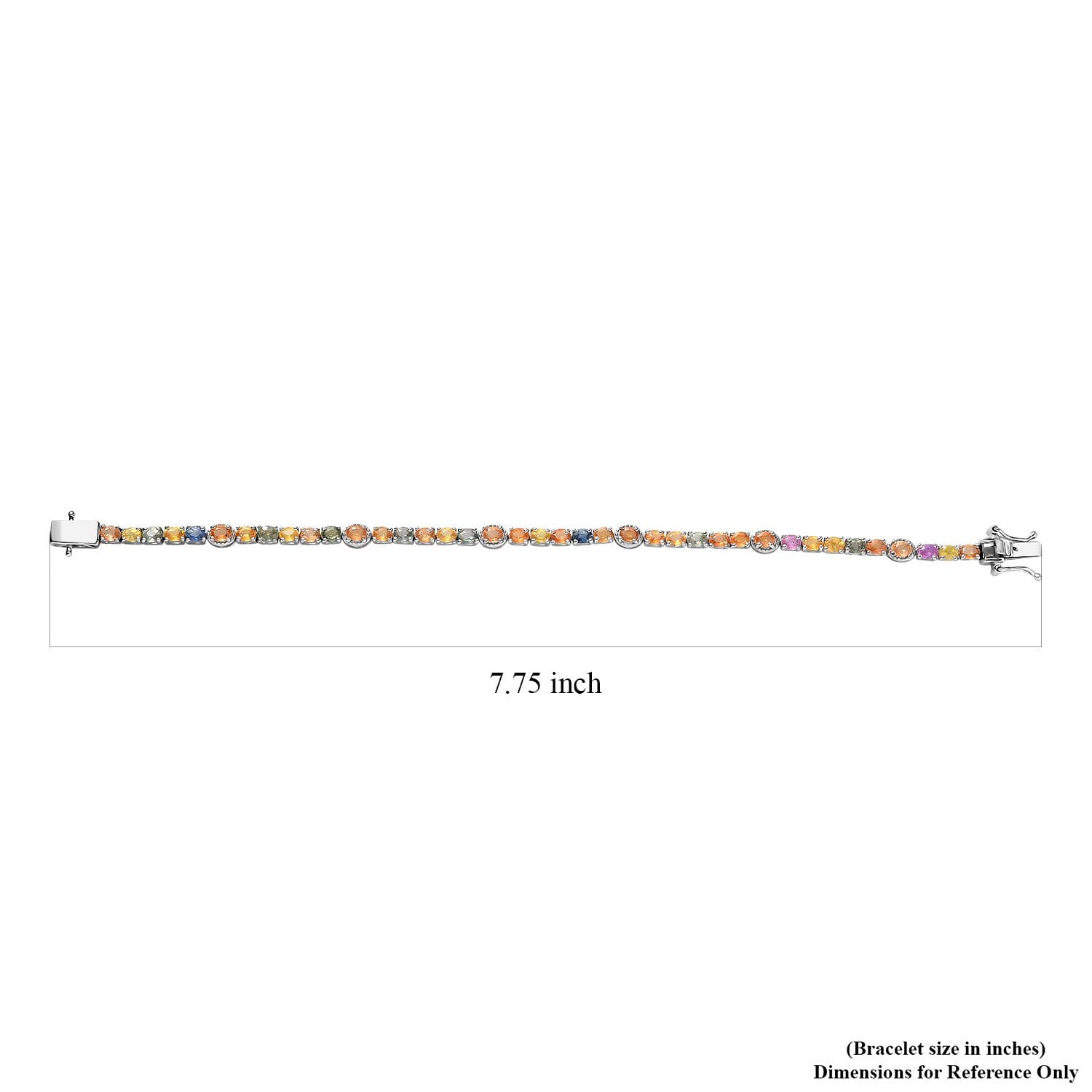 Multi Sapphire 925 Sterling Silver Platinum Plated Tennis Bracelet for - Picture 14 of 16