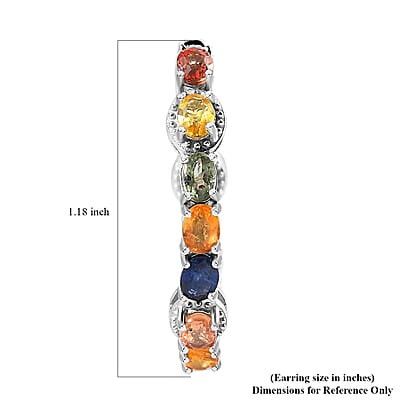 Multi Sapphire Hoop Earrings in Platinum Over Sterling Silver 5.65 ctw