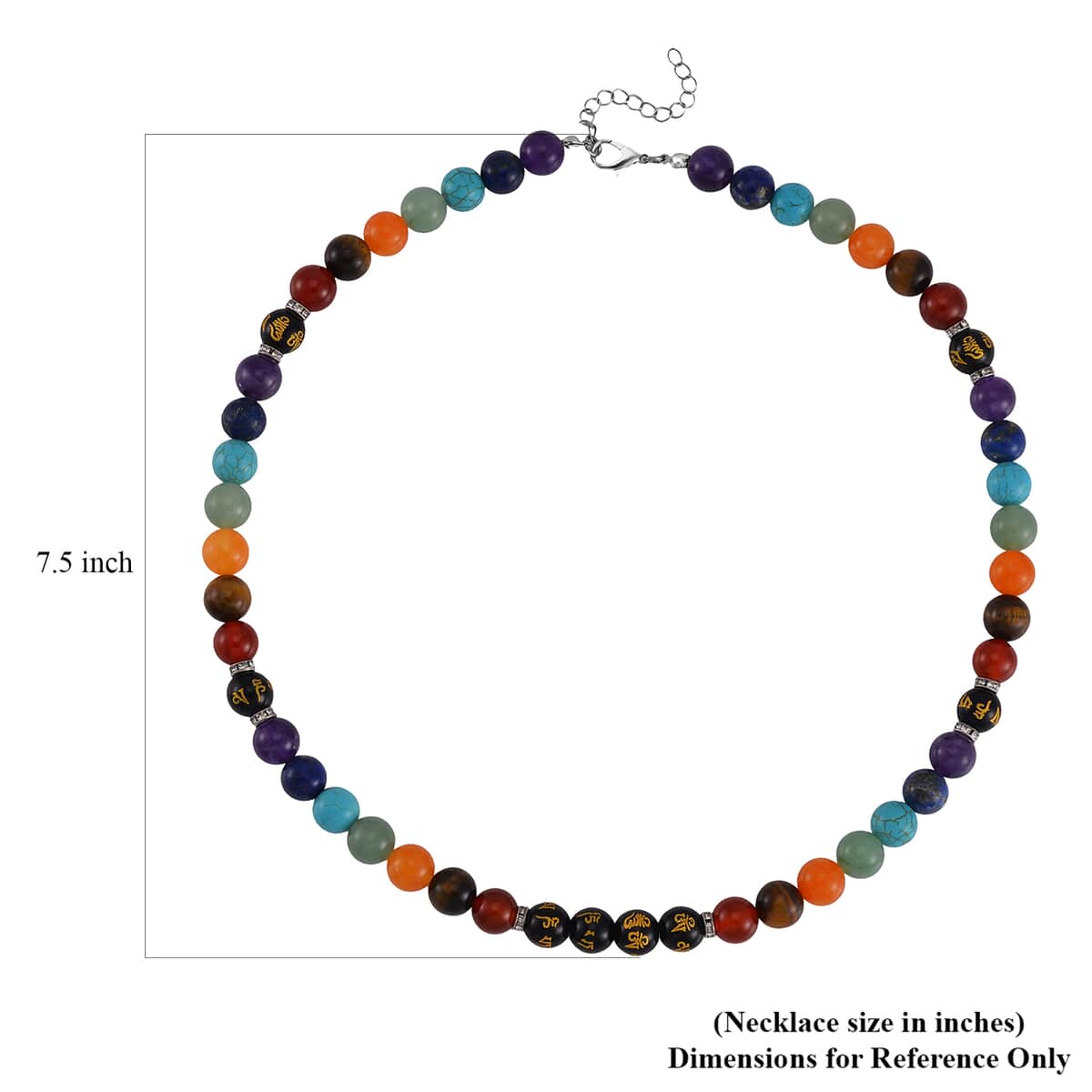 Multi Gemstone 370.00 ctw Beaded Chakra Necklace in Stainless Steel 18-20 Inches image number 4