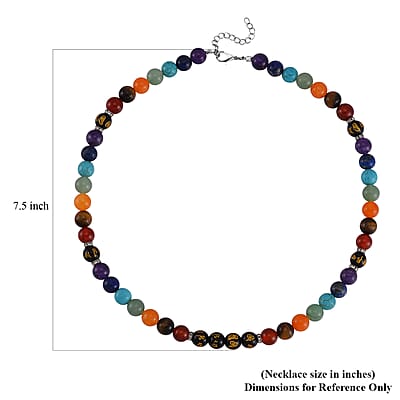 Multi Gemstone 370.00 ctw Beaded Chakra Necklace in Stainless Steel 18-20 Inches