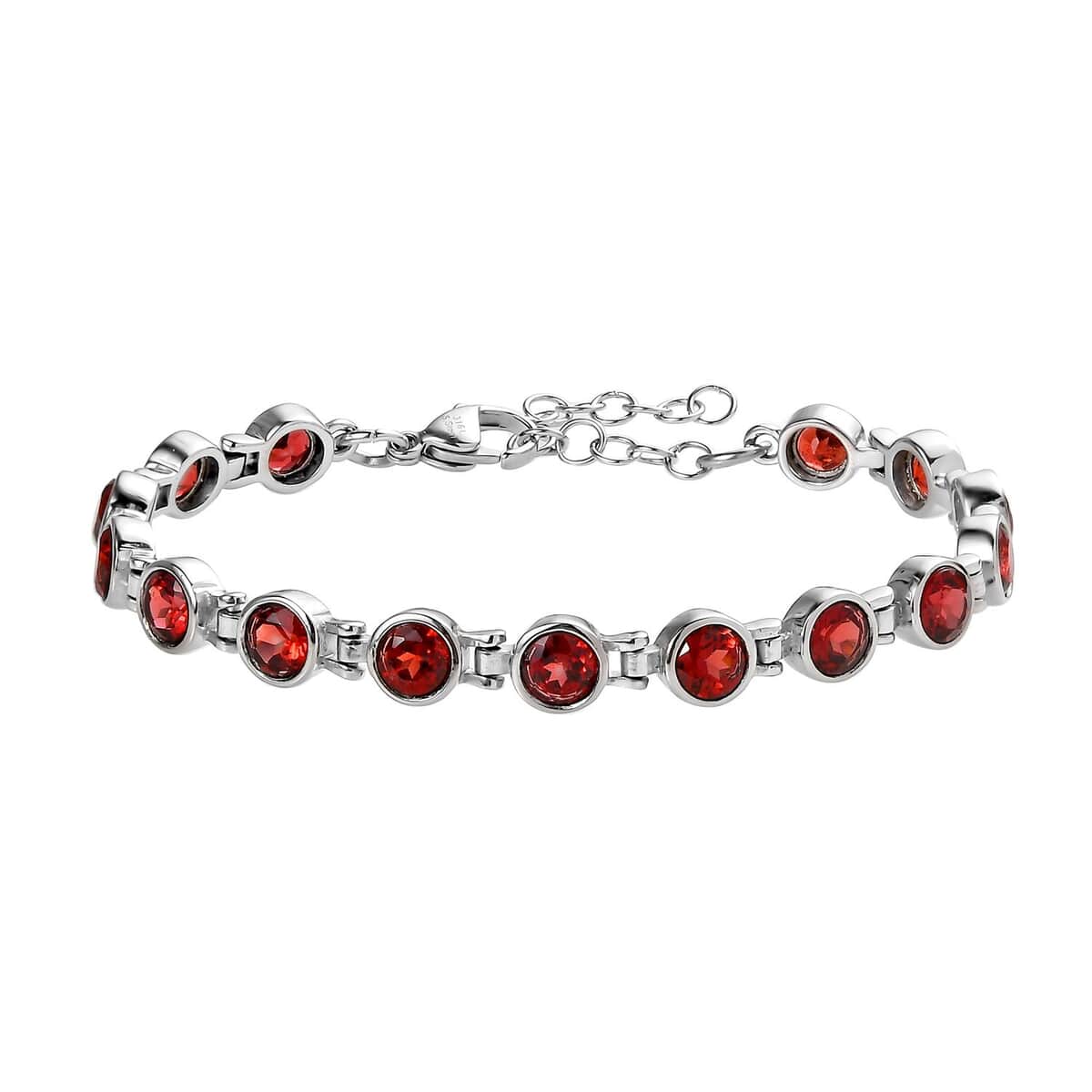 Mozambique Garnet Link Bracelet in Stainless Steel (6.50 In) 8.50 ctw image number 0