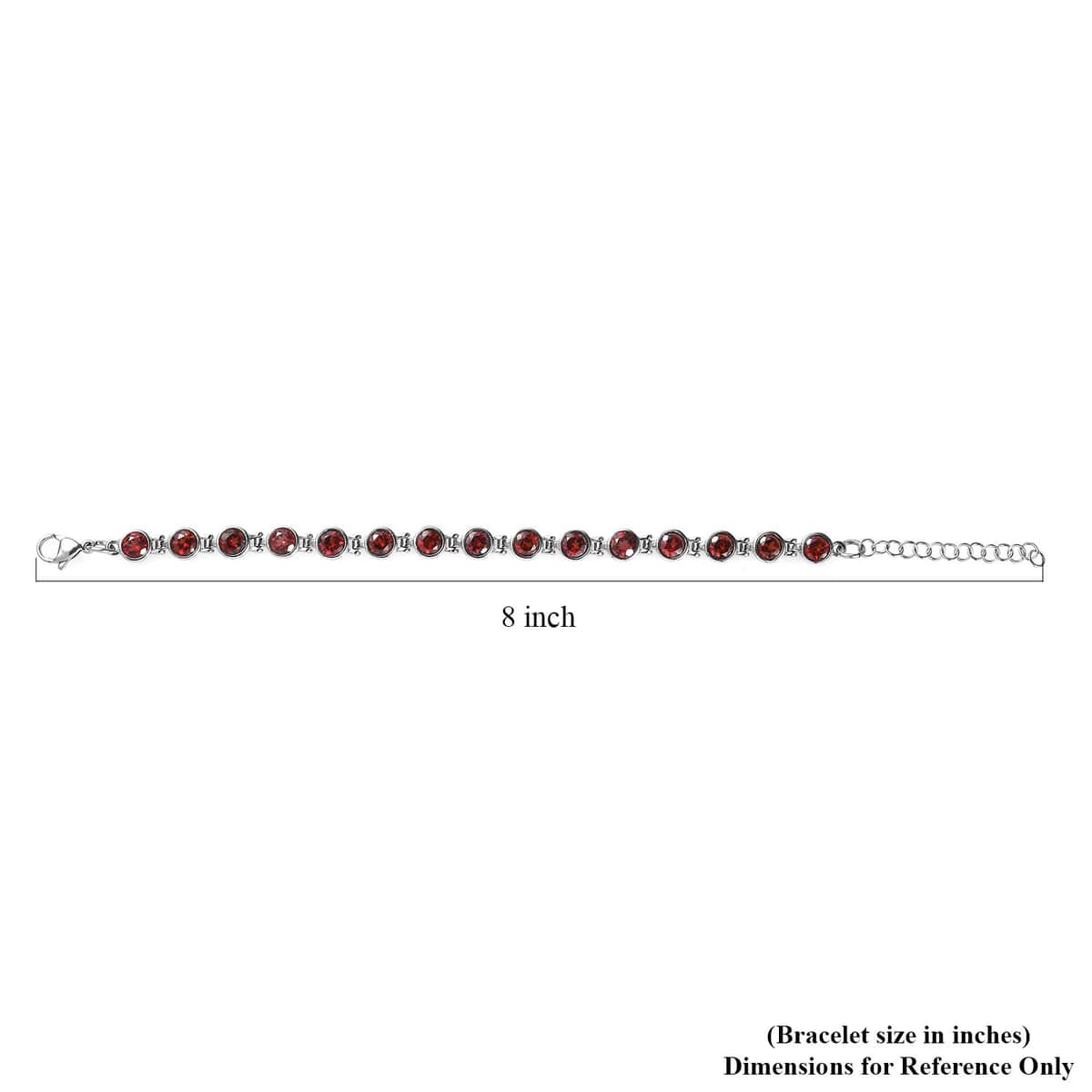 Mozambique Garnet Link Bracelet in Stainless Steel (6.50 In) 8.50 ctw image number 4