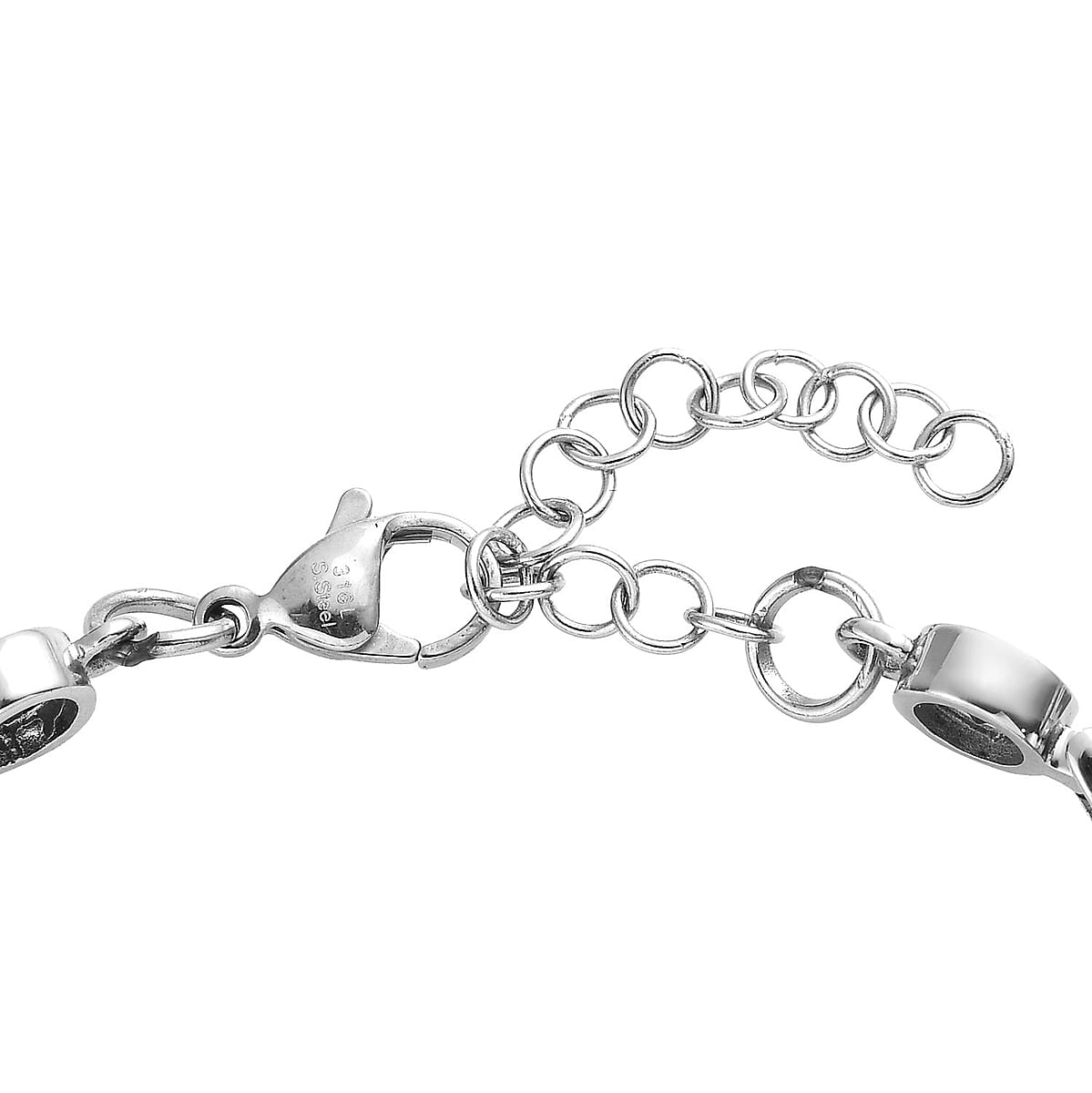 Thai Black Spinel Link Bracelet in Stainless Steel (6.50 In) 5.80 ctw image number 3