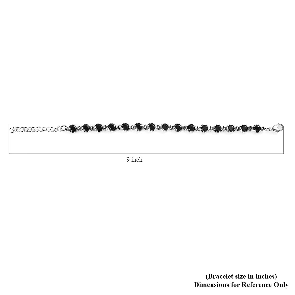 Thai Black Spinel Link Bracelet in Stainless Steel (6.50 In) 5.80 ctw image number 4