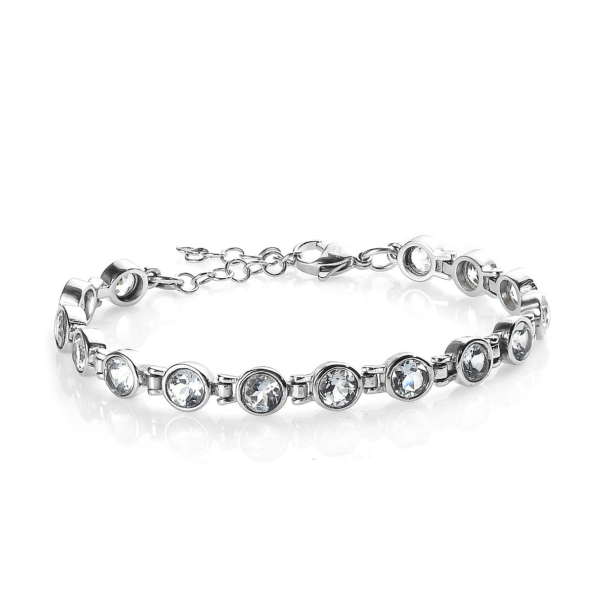 Sky Blue Topaz Link Bracelet in Stainless Steel (6.50 In) 8.75 ctw image number 0