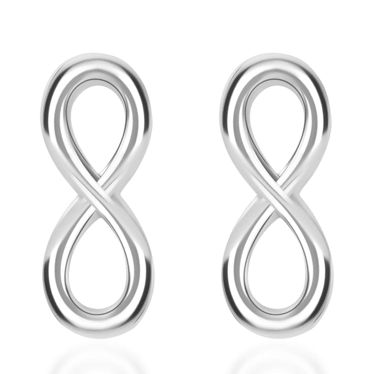 Sterling Silver Infinity Stud Earrings 1.90 Grams image number 0