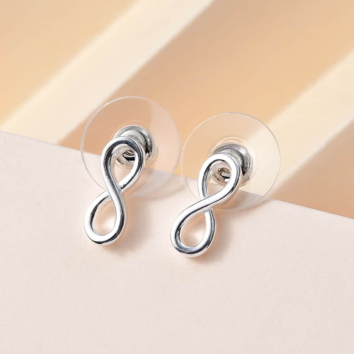 Sterling Silver Infinity Stud Earrings 1.90 Grams image number 1