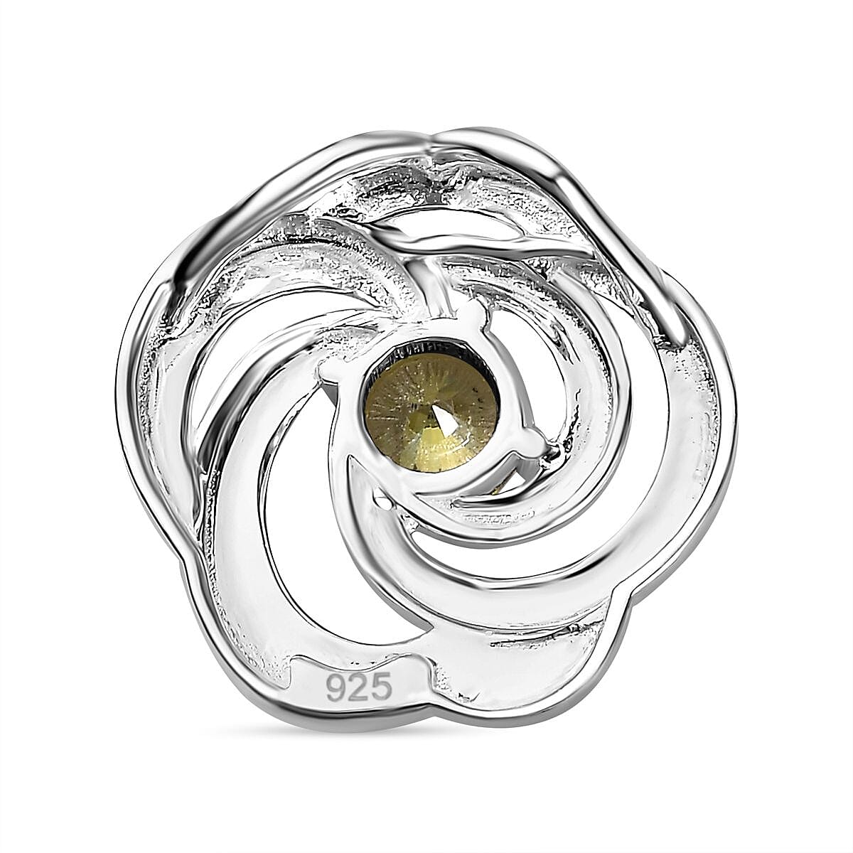 Simulated Peridot Color Diamond Pendant without Chain in Sterling Silver