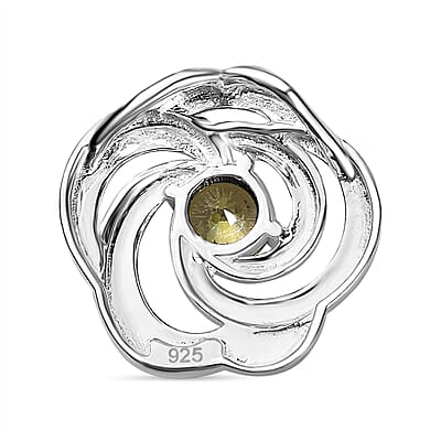 Simulated Peridot Color Diamond Pendant without Chain in Sterling Silver