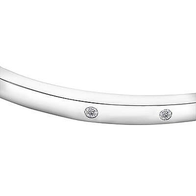 Lab Grown Diamond G-H SI Bangle Bracelet in Platinum Over Sterling Silver (7.50 In) 0.25 ctw