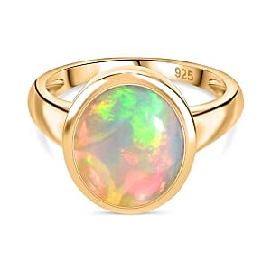 Ethiopian Welo Opal 2.81 ctw Ring in Vermeil Yellow Gold Over Sterling Silver (Size 11.5)