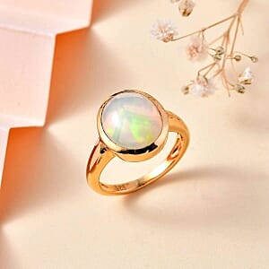 Ethiopian Welo Opal 2.81 ctw Ring in Vermeil Yellow Gold Over Sterling Silver (Size 11.5)