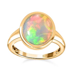 Ethiopian Welo Opal 2.81 ctw Ring in Vermeil Yellow Gold Over Sterling Silver (Size 11.5)