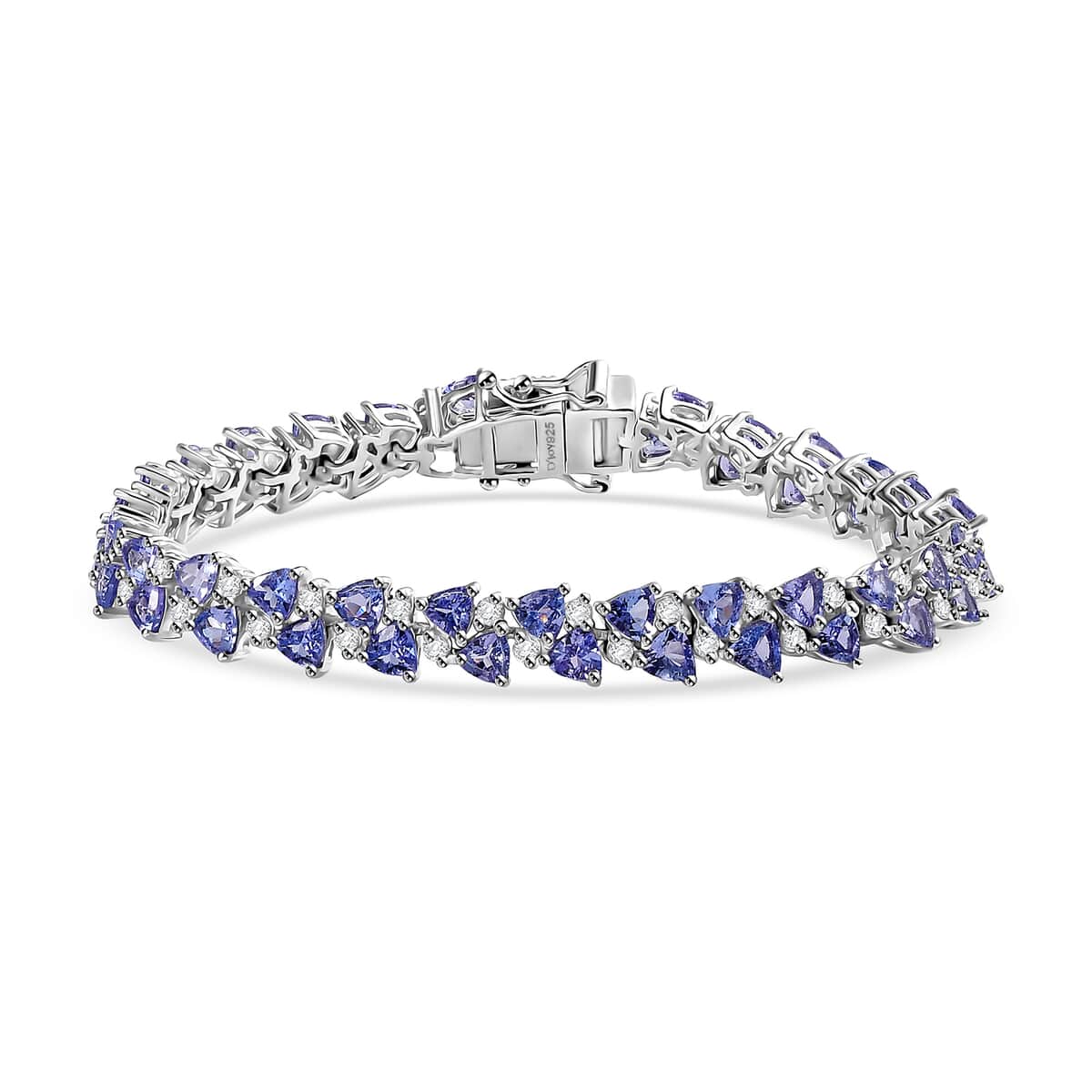 Tanzanite and White Zircon Bracelet in Rhodium Over Sterling Silver (6.50 In) 10.35 ctw image number 0
