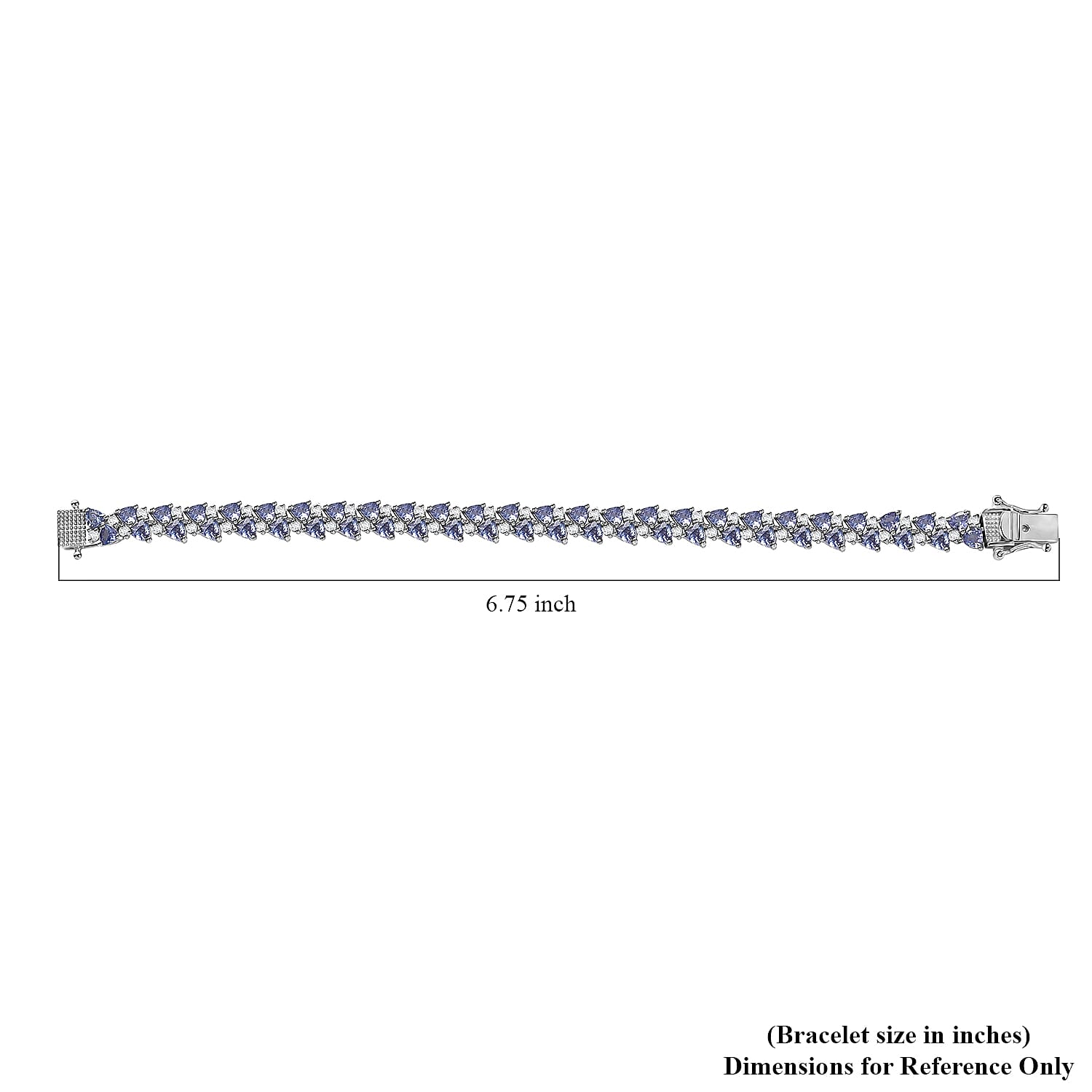 Tanzanite and White Zircon Bracelet in Rhodium Over Sterling Silver (6.50 In) 10.35 ctw