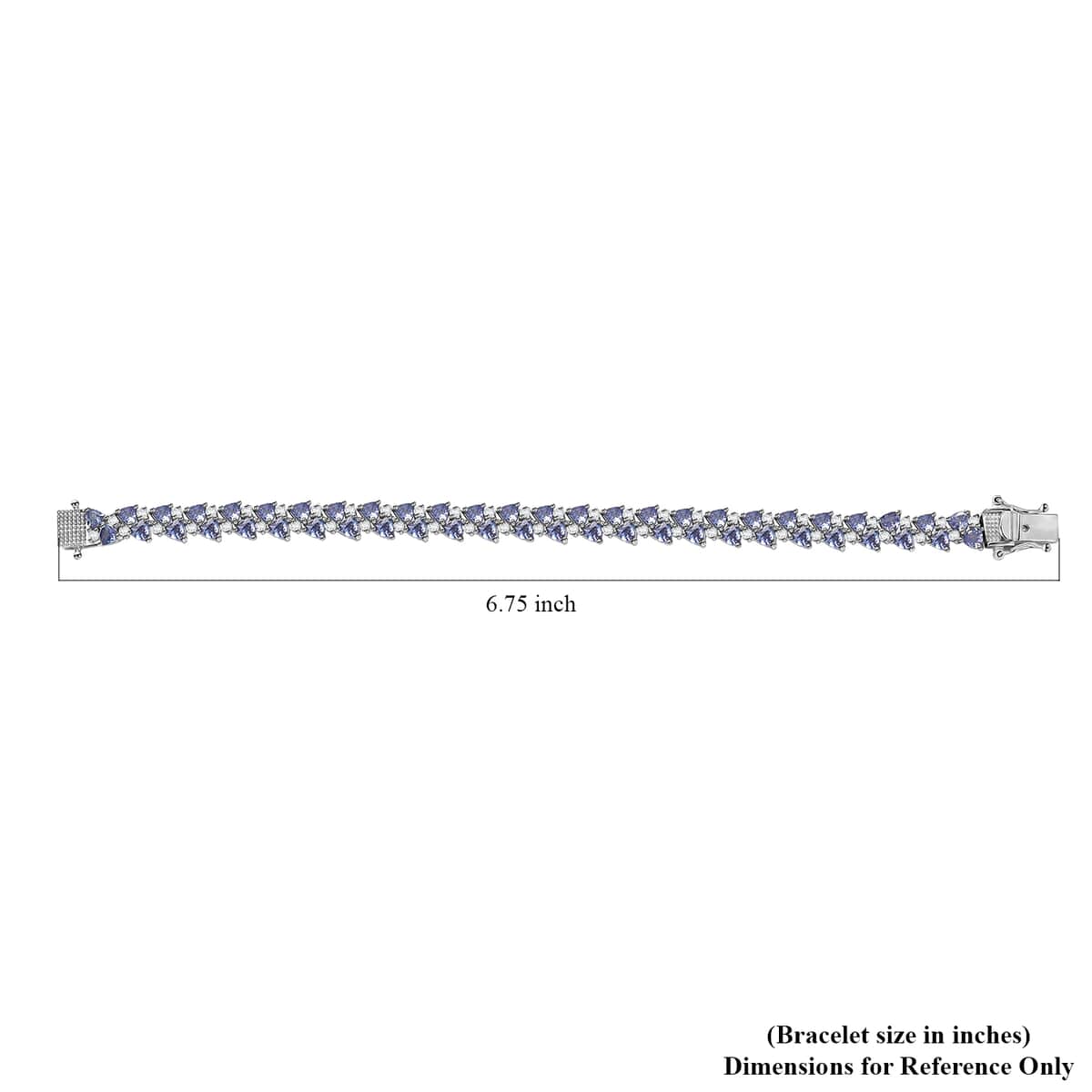 Tanzanite and White Zircon Bracelet in Rhodium Over Sterling Silver (6.50 In) 10.35 ctw image number 4