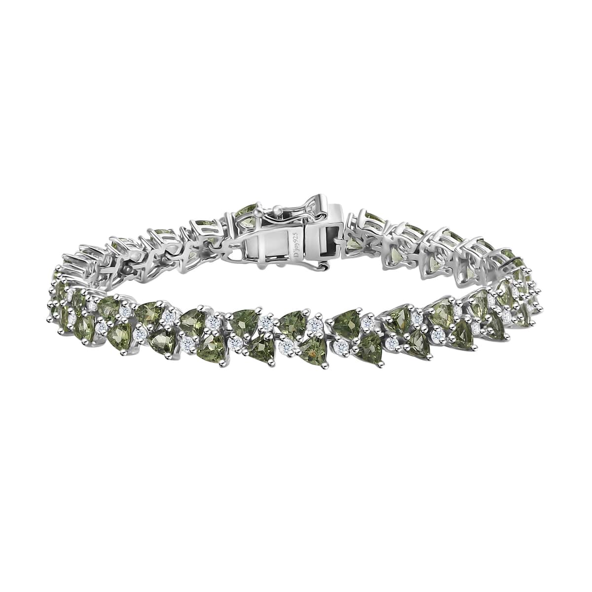 Madagascar Green Apatite and White Zircon Bracelet in Rhodium Over Sterling Silver (6.50 In) 10.80 ctw image number 0