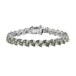 Madagascar Green Apatite and White Zircon Bracelet in Rhodium Over Sterling Silver (6.50 In) 10.80 ctw