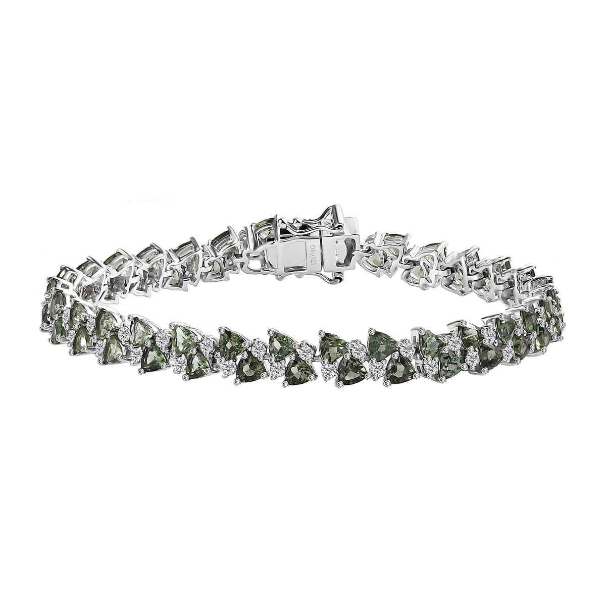 Madagascar Green Apatite and White Zircon Bracelet in Rhodium Over Sterling Silver (7.25 In) 11.20 ctw image number 0