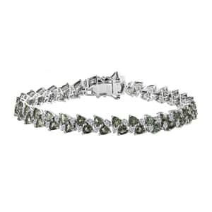 Madagascar Green Apatite and White Zircon Bracelet in Rhodium Over Sterling Silver (7.25 In) 11.20 ctw