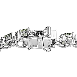 D'Joy Madagascar Green Apatite and White Zircon Bracelet in Rhodium Over Sterling Silver (7.25 In) 11.20 ctw