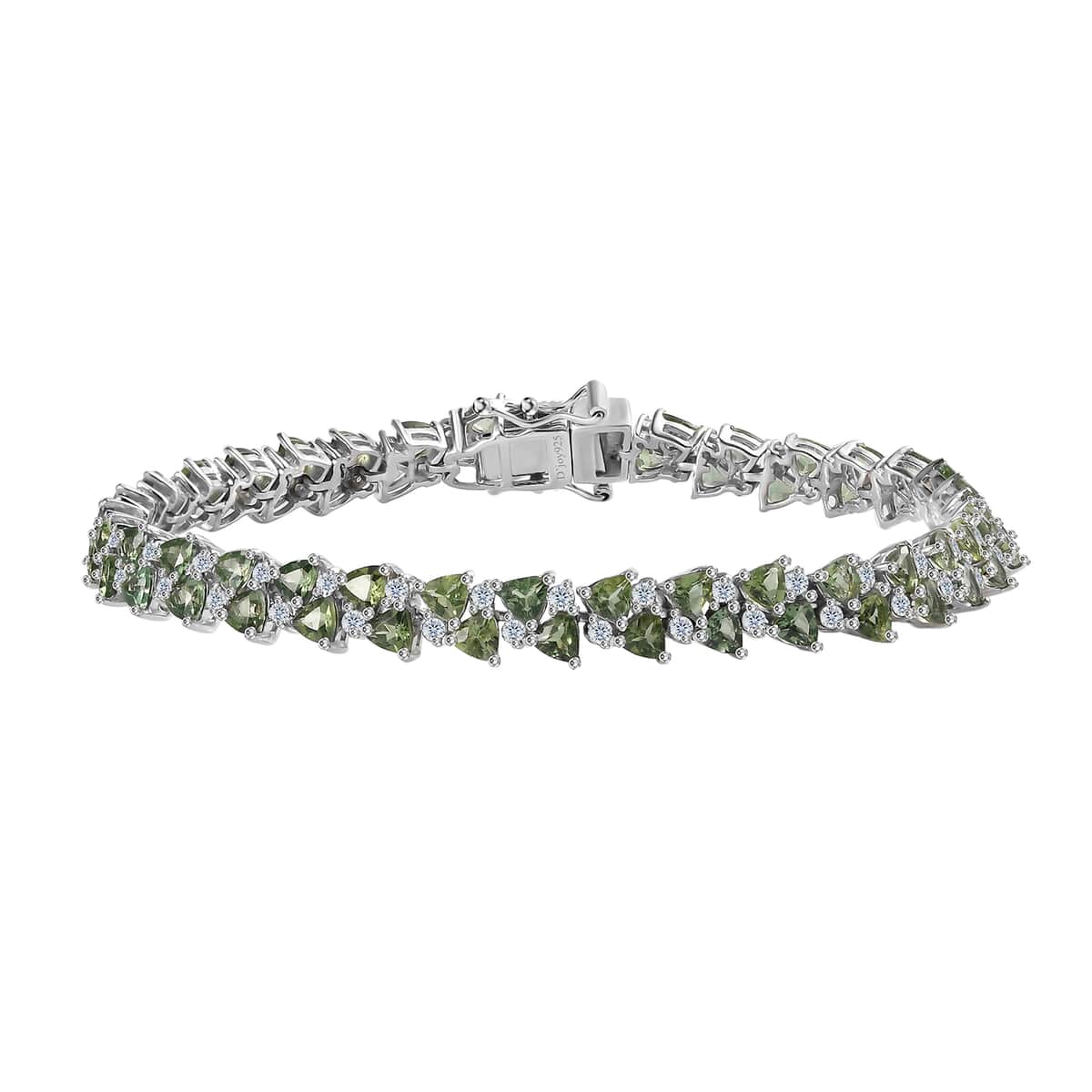 Madagascar Green Apatite and White Zircon Bracelet in Rhodium Over Sterling Silver (8.00 In) 12.75 ctw image number 0