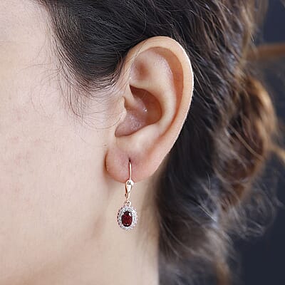 Ouro Fino Rubellite and Multi Gemstone Lever Back Earrings in 18K Vermeil Rose Gold Over Sterling Silver 1.70 ctw