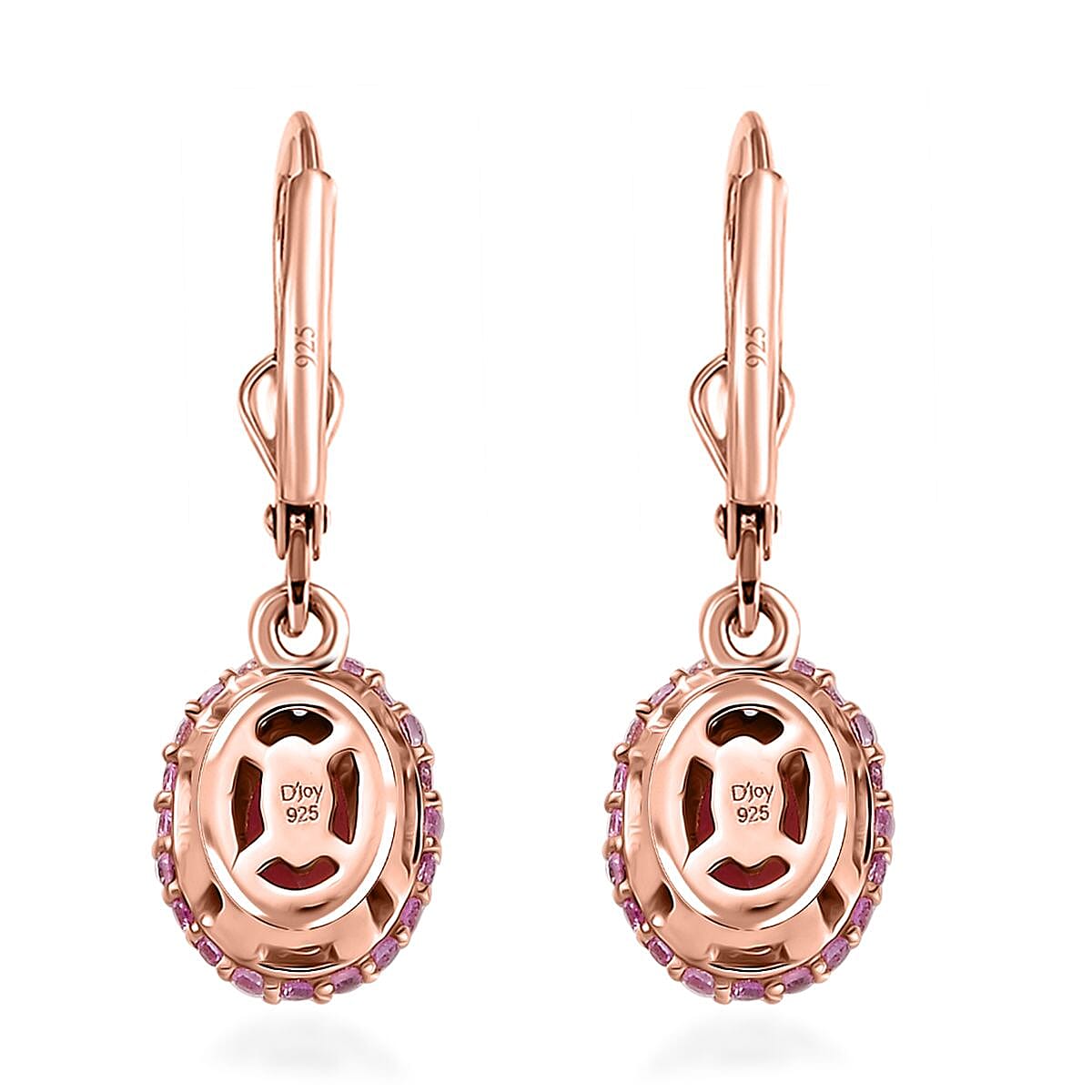 Ouro Fino Rubellite and Multi Gemstone Lever Back Earrings in 18K Vermeil Rose Gold Over Sterling Silver 1.70 ctw