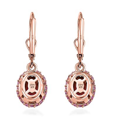 Ouro Fino Rubellite and Multi Gemstone Lever Back Earrings in 18K Vermeil Rose Gold Over Sterling Silver 1.70 ctw