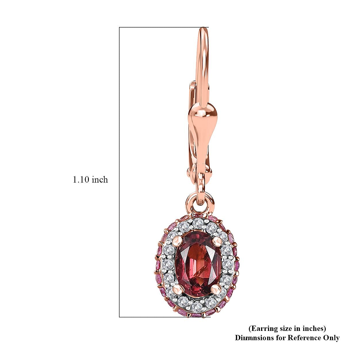 Ouro Fino Rubellite and Multi Gemstone Lever Back Earrings in 18K Vermeil Rose Gold Over Sterling Silver 1.70 ctw