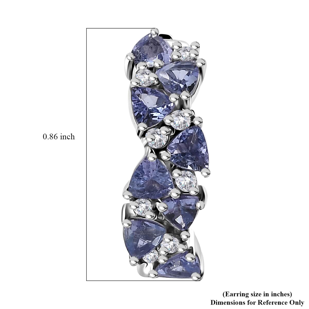 Tanzanite and White Zircon Hoop Earrings in Rhodium Over Sterling Silver 3.00 ctw image number 4