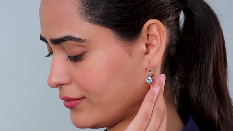 D'Joy Premium Santa Maria Aquamarine and Multi Gemstone Lever Back Earrings in Platinum Over Sterling Silver 1.60 ctw