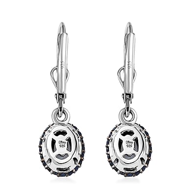 D'Joy Premium Santa Maria Aquamarine and Multi Gemstone Lever Back Earrings in Platinum Over Sterling Silver 1.60 ctw
