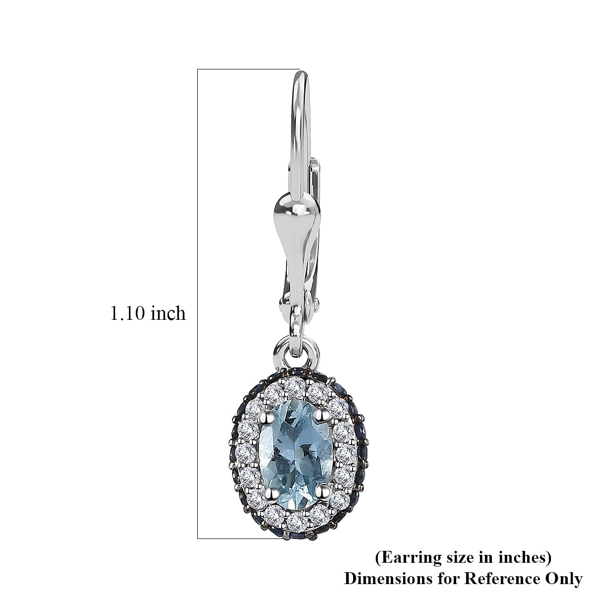 D'Joy Premium Santa Maria Aquamarine and Multi Gemstone Lever Back Earrings in Platinum Over Sterling Silver 1.60 ctw
