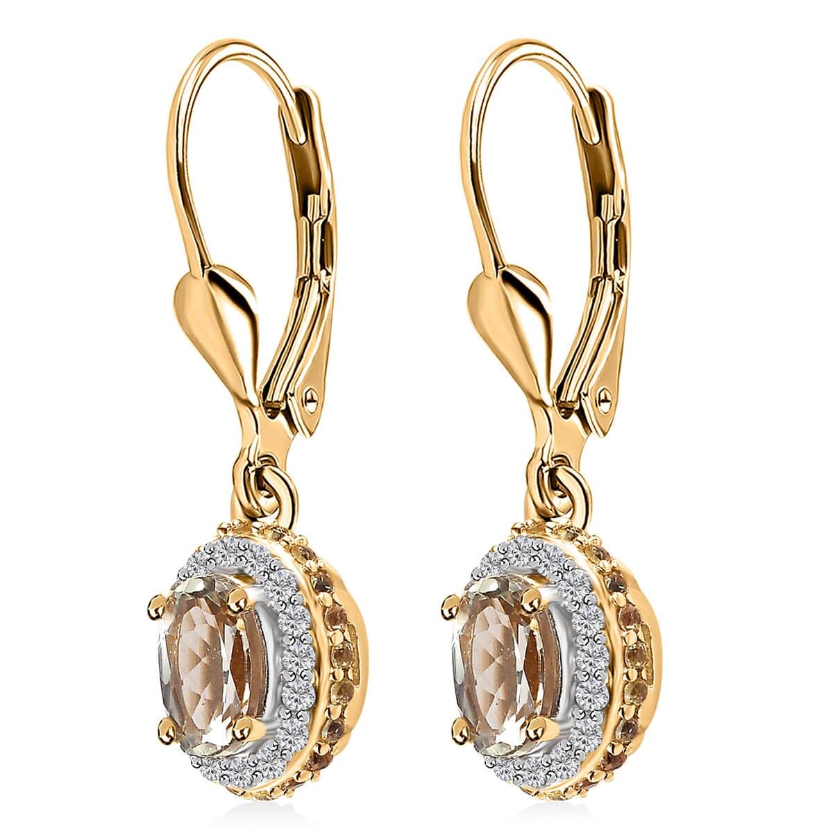 AAA Turkizite and Multi Gemstone Lever Back Earrings in 18K Vermeil Yellow Gold Over Sterling Silver 1.70 ctw image number 3