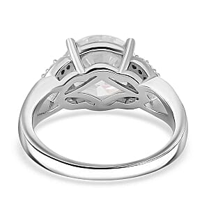 White Moissanite and Red Sapphire 3.68 ctw Ring in Rhodium Over Sterling Silver (Size 8)