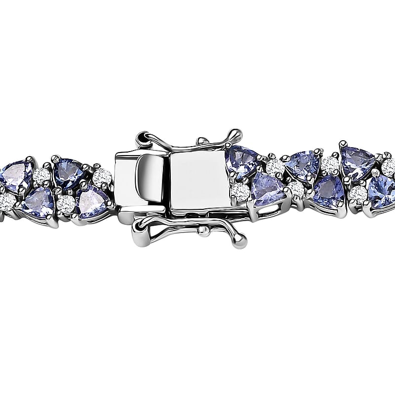 Tanzanite and White Zircon 25.30 ctw Necklace 18 Inches in Rhodium Over Sterling Silver 