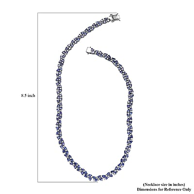 Tanzanite and White Zircon 25.30 ctw Necklace 18 Inches in Rhodium Over Sterling Silver 