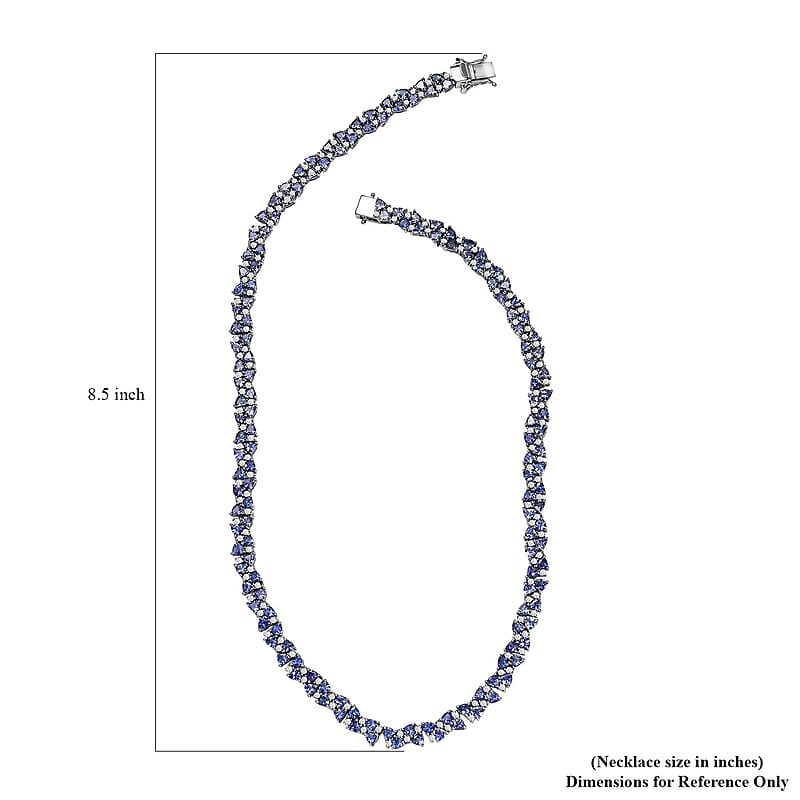 Tanzanite and White Zircon 25.30 ctw Necklace 18 Inches in Rhodium Over Sterling Silver 