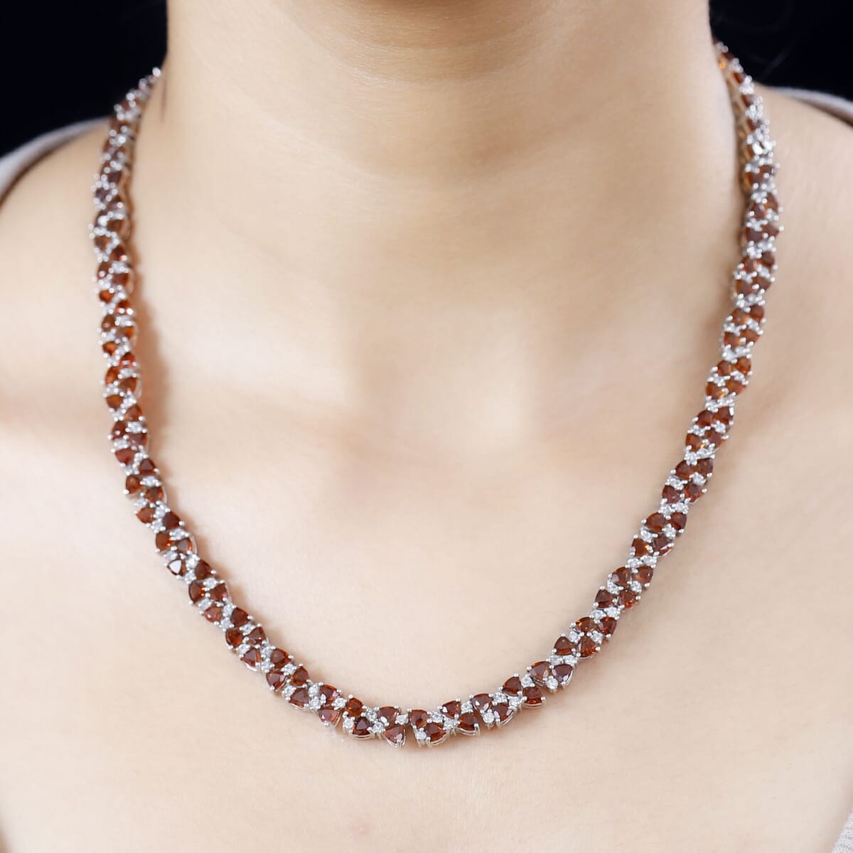 Santa Ana Madeira Citrine and White Zircon Necklace 18 Inches in Rhodium Over Sterling Silver 22.10 ctw image number 2
