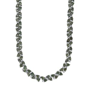 Madagascar Green Apatite and White Zircon Necklace 18 Inches in Rhodium Over Sterling Silver 31.25 ctw