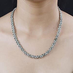 Madagascar Green Apatite and White Zircon Necklace 18 Inches in Rhodium Over Sterling Silver 31.25 ctw