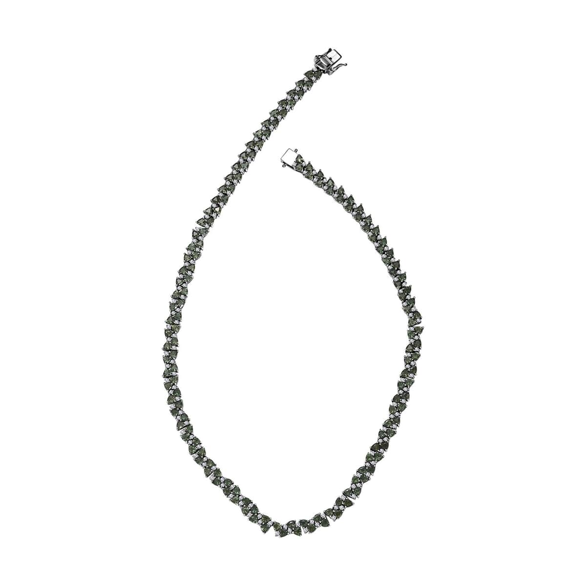 Madagascar Green Apatite and White Zircon Necklace 18 Inches in Rhodium Over Sterling Silver 31.25 ctw image number 3