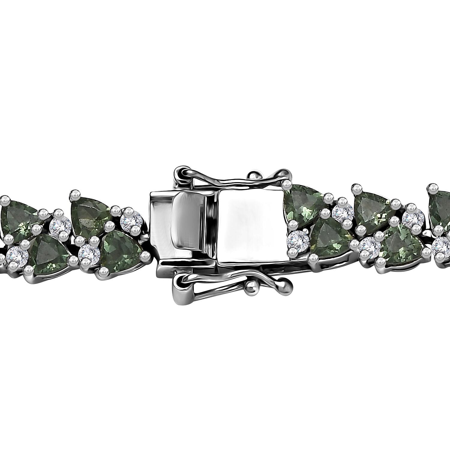Madagascar Green Apatite and White Zircon Necklace 18 Inches in Rhodium Over Sterling Silver 31.25 ctw