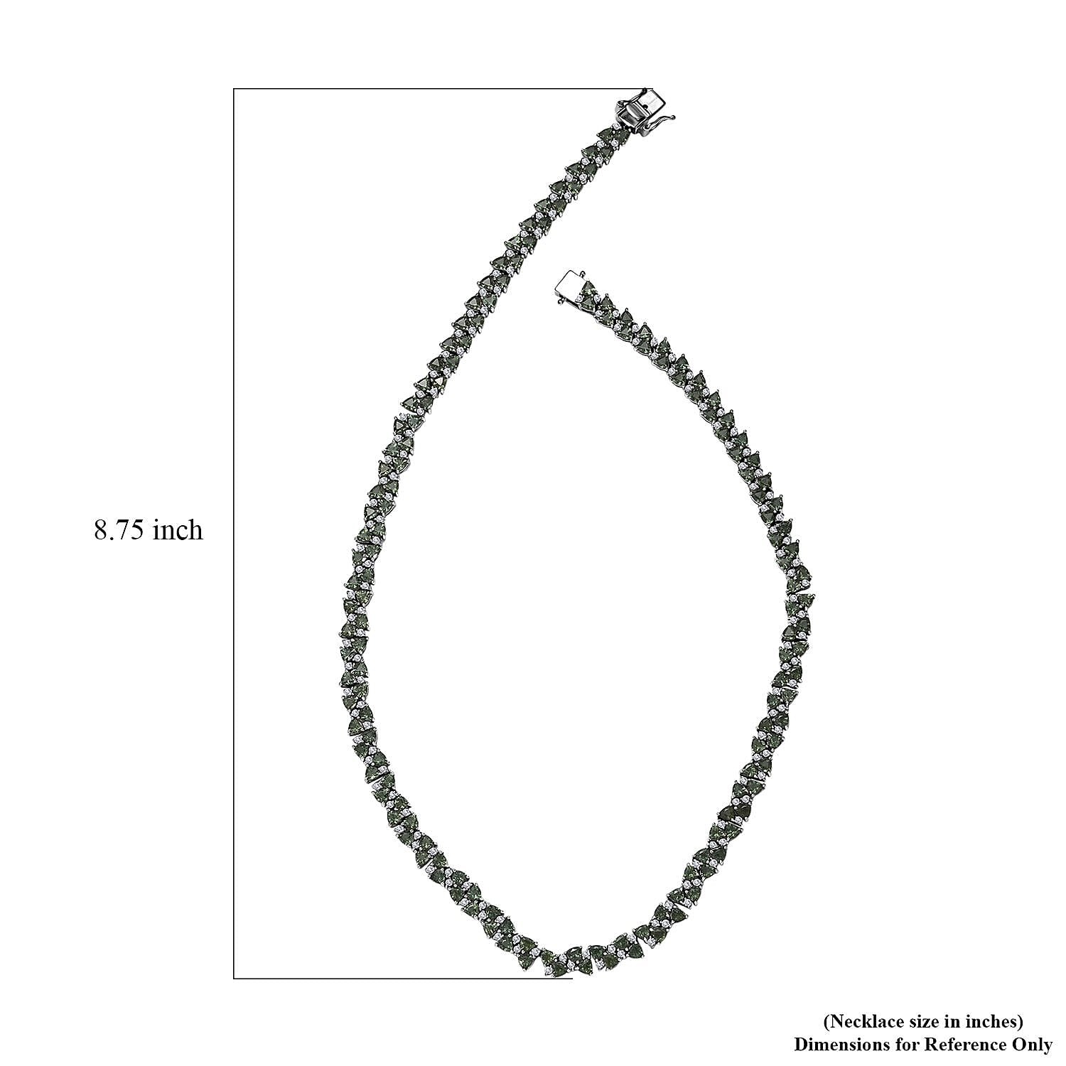Madagascar Green Apatite and White Zircon Necklace 18 Inches in Rhodium Over Sterling Silver 31.25 ctw