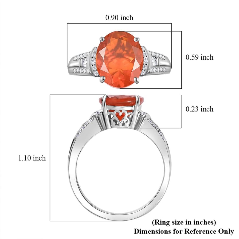 Rhapsody AAAA Fire Opal and E-F VS White Diamond 3.15 ctw Ring in 950 Platinum (Size 10.0) 6.75 Grams