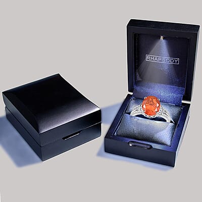 Rhapsody AAAA Fire Opal and E-F VS White Diamond 3.15 ctw Ring in 950 Platinum (Size 6.0) 6.75 Grams
