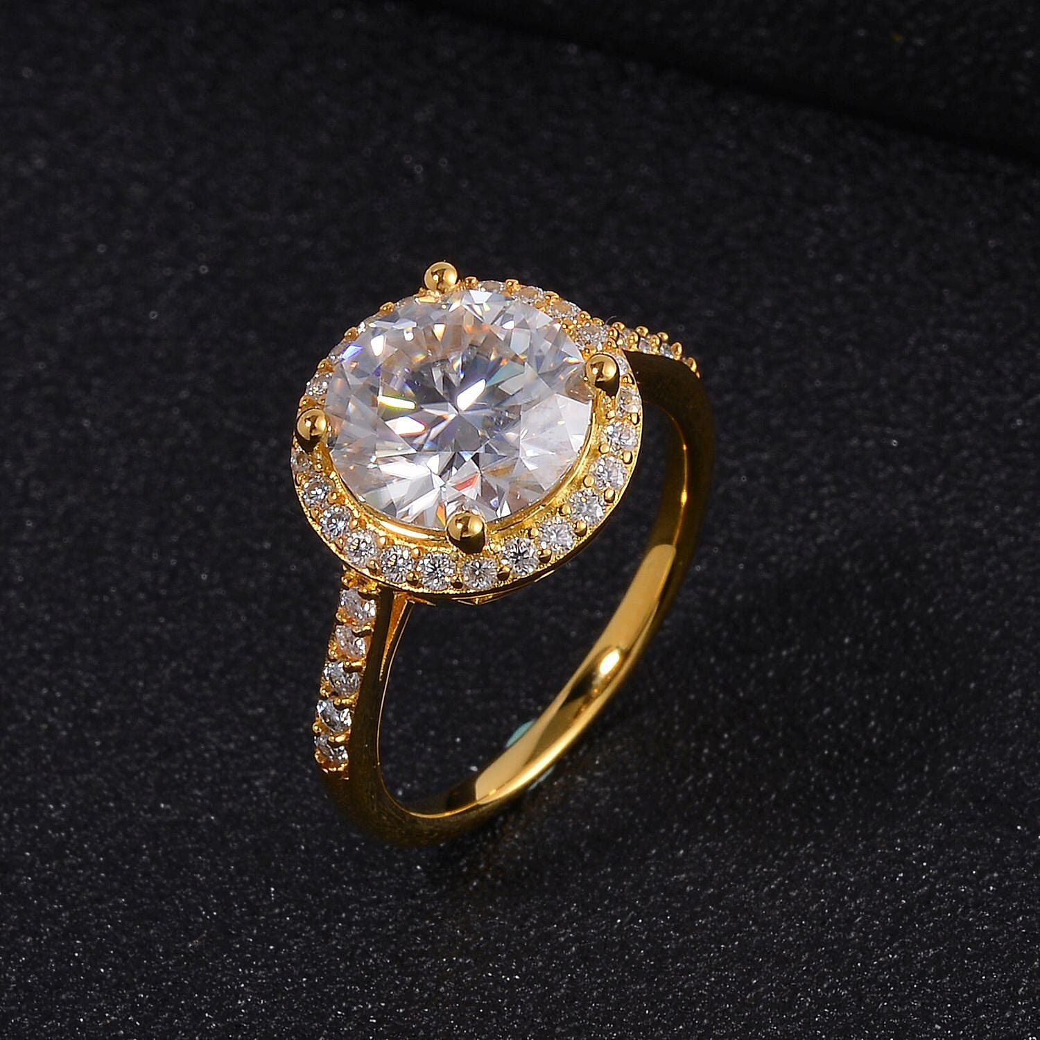 Moissanite 4.28 ctw Ring in Vermeil Yellow Gold Over Sterling Silver (Size 11.5)