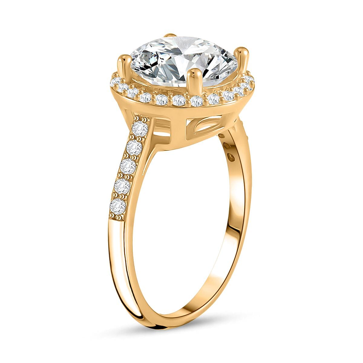 Moissanite 4.28 ctw Ring in Vermeil Yellow Gold Over Sterling Silver (Size 11.5)