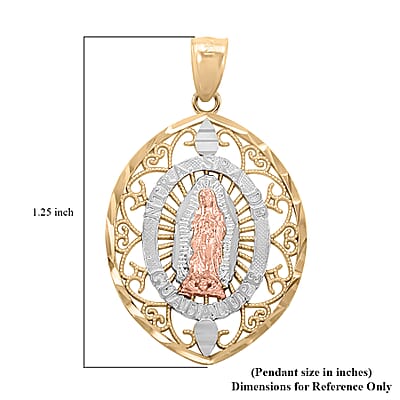 10K Yellow, Rose and White Gold Guadalupe Pendant 2.10 Grams